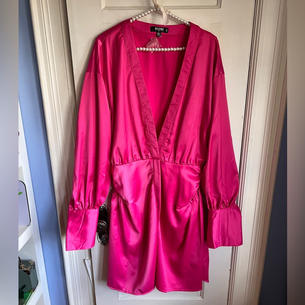 Pink Satin Mini Dress - Size US10 (Tall)